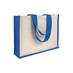 Shopper en jute et canvas avec soufflet à la base -  