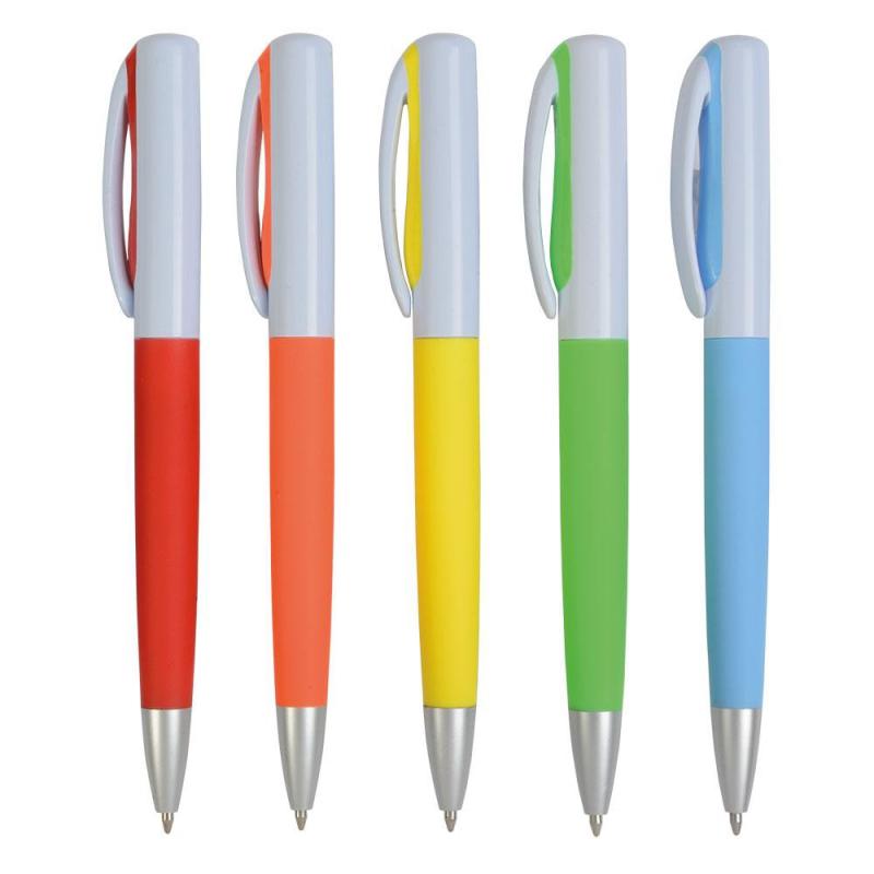 Stylo twist en plastique avec partie colorée caoutchoutée -  