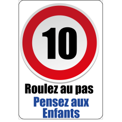 Panneau Alu 10kmh roulez au pas 350x500mm Classe 2 -  