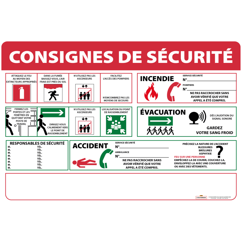 Consignes de Sécurité Chambre Hôtel 450x300 mm -
