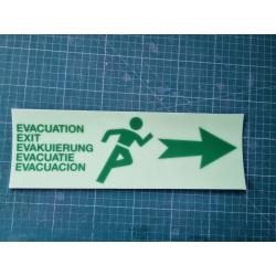 FLECHE PVC 3mm ISSUE DE SECOURS ou EVACUATION PHOTOLUMINESCENTE -
