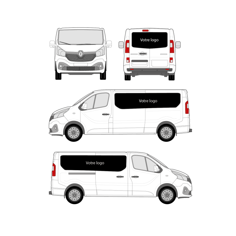 Kit Déco Utilitaire Trafic L2H1 2 cotés + arriere + pose -  