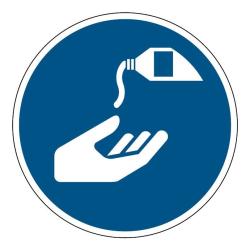 M022 Adhésif  ISO 7010 Utiliser une crème de protection -  