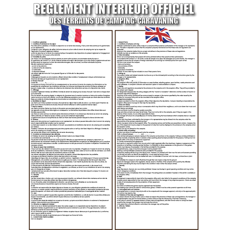 REGLEMENT INTERIEUR OFFICIEL 2 Langues GM - REGLEMENT INTERIEUR OFFICIEL 2 Langues GM -