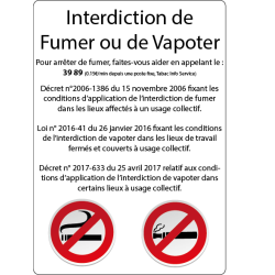 Interdit Fumer ou Vapoter (loi Evin) Sticker -